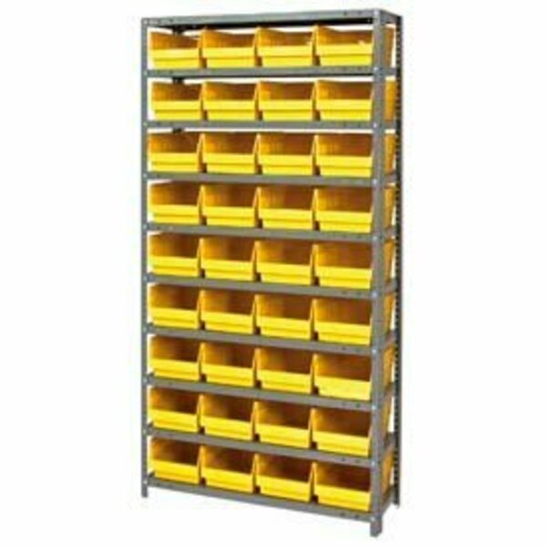 Global Industrial Steel Shelving With 36 4inH Plastic Shelf Bins Yellow, 36x18x72-13 Shelves 652798YL